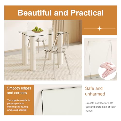 Virelix 18" x 24" Rectangle Tempered Glass Table Top, Clear Surface 1/4" Thick Flat Polished Edge for Furniture Protection Patio Dining Coffee End Tables (18 in x 24 in)