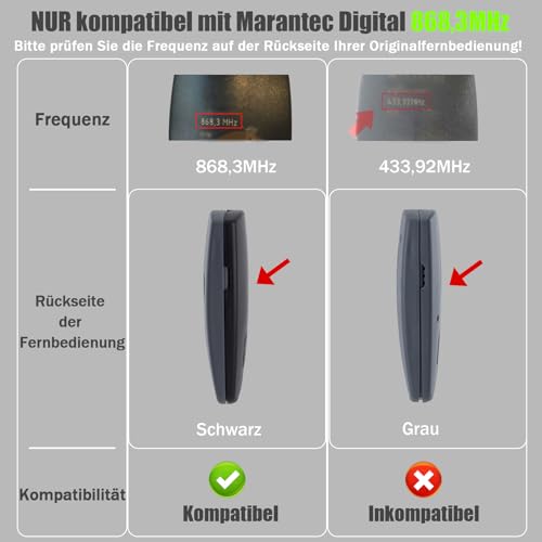 pepape 2 Stück Garagentor Handsender für Marantec Digital 302, 304, 382, 384, 313 868,3MHz, Kompatibel mit Marantec 868MHz Multi-Bit Fernbedienung