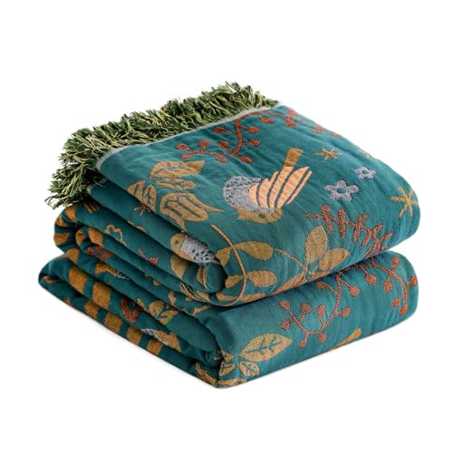 Boho Cotton Throw Blanket for Bed or Couch