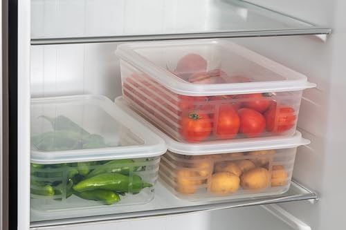 Image of HomeWiz Fridge Storage Containers 3500ml x3 | Air Tight Storage Container Set | Fridge Organiser Storage Boxes |Food Grade BPA-Free Plastic Containers |Stackable, Transparent, for Fruits & Vegetables