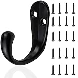 LUPANTER 10pcs Black Single Prong Robe Hook,Wall Mounted with 20 pcs Screws,for Hanging Hat,Towel,Ke