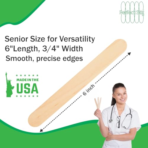 Perfect Stix Wooden Tongue Depressors, 6 Inches, Non-Sterile, 500 Count, American Birchwood