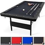 GoSports Mid-Size 7 ft x 3.9 ft Billiards Game Table - Foldable Design, Includes Full Set of Pool Balls, 2 Cue Sticks, Chalk, and Felt Brush - Black
