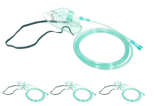 3 Packs Pediatric Standard Oxygen Mask with 6.6' Tubing and Adjustable Elastic Strap Size M