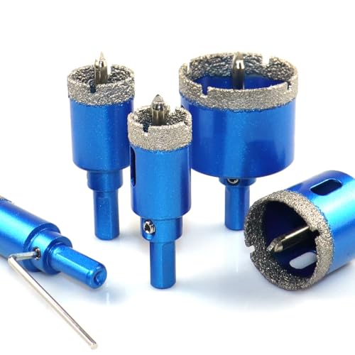 Juego de 8 brocas revestidas con diamante de 6 a 45 mm para perforar azulejos cerámicos, vidrio, mármol, granito, piedra y porcelana, con broca de posicionamiento miniatura 6