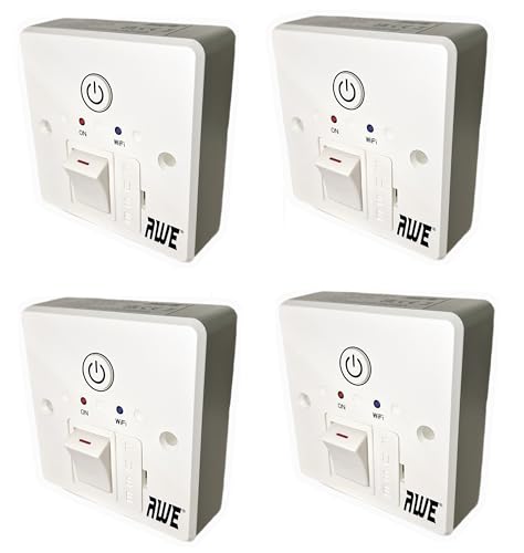 Awe 4 x Smart Wifi Fused 13A Timer Switch Save ££, for Electric Heating, Immersers, Aga-Range Cookers, Towel Rails & Lighting | Alexa & Google Voice Control | Set Countdown Timers & Daily App Schedule