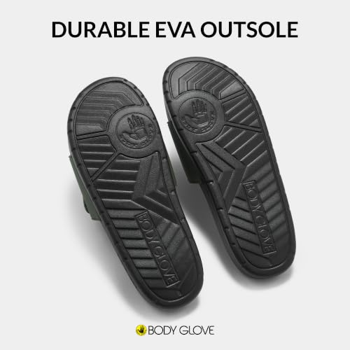 Image of Body Glove Men's Slides, Cushioned Slide-on Sandal Slippers with Padded Adjustable Strap
