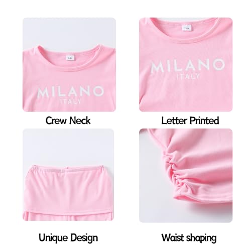 Image of OLMRJKD Girls 2 Piece Outfits Long Sleeve Letter Printed Sweatshirt & Flared Pants Fall Clothing Set Size 7-14 Years
