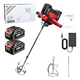 ONEVAN Akku Mörtelrührer, 40V Bürstenlos Farbmörtelrührer mit 2 4000mAh Akkus, 6-Gang-Getriebe, Elektrisch Rührwerk Farbrührer Betonrührer für Farbe, Gips, Zement, Mörtel