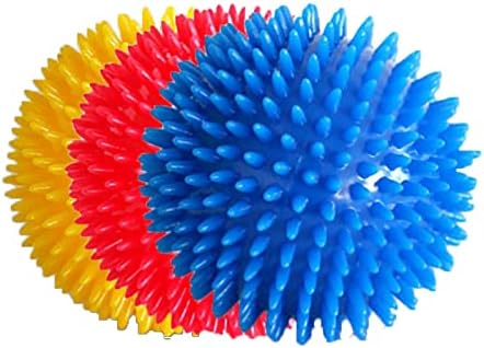 STOOSVIP Squeaky Balls for Dogs Small 4.5” Spiky Squeaker Ball Dog Toy - Extra Large, Cleans Teeth Bright Colors TPR Puppy Toys(3pcs Random)