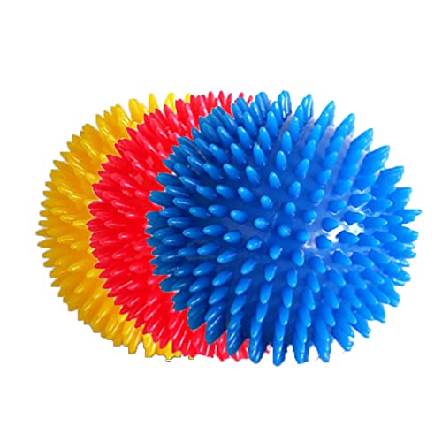 STOOSVIP Squeaky Balls for Dogs Small 4.5” Spiky Squeaker Ball Dog Toy - Extra Large, Cleans Teeth Bright Colors TPR Puppy Toys(3pcs Random)