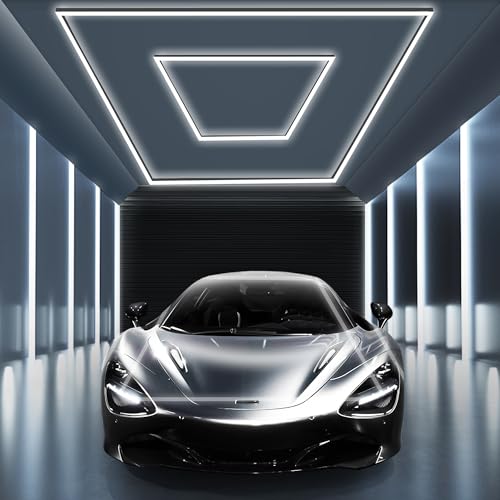 MODERN Hexagon LED Garage Light: Higher Brightness 36720 Lumens Hexagon Garage Led Ceiling Light with 2 Rectangular Borders 6500K for Garage, Auto Beauty Shop, Car Detailing Shop etc. by MODERN - Used condition - US$117.41