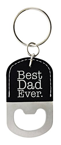 ThisWear for Dad Best Dad Ever Leatherette Bottle Opener Keychain Key Tag Black