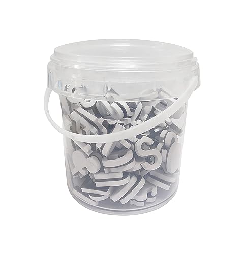 Letras magnéticas blancas, letras EVA, números y símbolos, imanes de nevera para decoración del hogar, herramientas de enseñanza de aprendizaje de ortografía para niños (barril de 160 piezas)