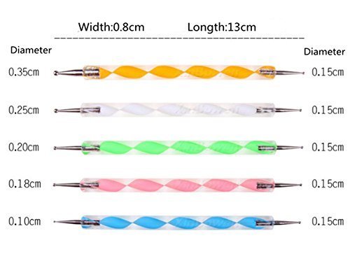 Comiart Clay Shaper Ball Stylus Dotting Tools Set For Clay Sculpting Pottery Polymer Nail Art, Pack By 5 Pcs Size 0 Silicon Brushes And 5 Pcs 2 Way Emossing Pens #TOP1