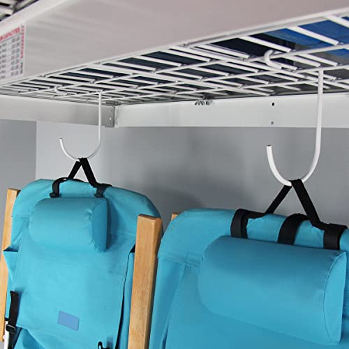 Saferacks Overhead Garage Storage Rack - Heavy Duty Racks For Garage With 250 Lb Capacity, Easy Garage Shelving, Adjustable Storage Rack, Ceiling Mount Storage Shelves 4X4 White (24"-45") #TOP5