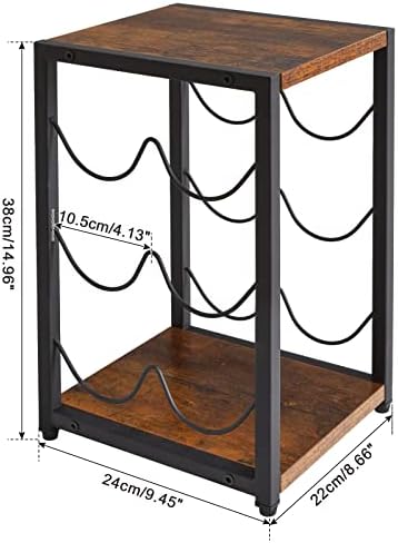 IBUYKE 6 Bottle Metal Wine Rack, Free Standing Wine Storage Holder for Horizontal Storage, 3-Tier Vintage Bottle Holder Storage Shelf for Cabinet, Cupboard, Countertop, Kitchen, Bar, Cellar TMJ901H