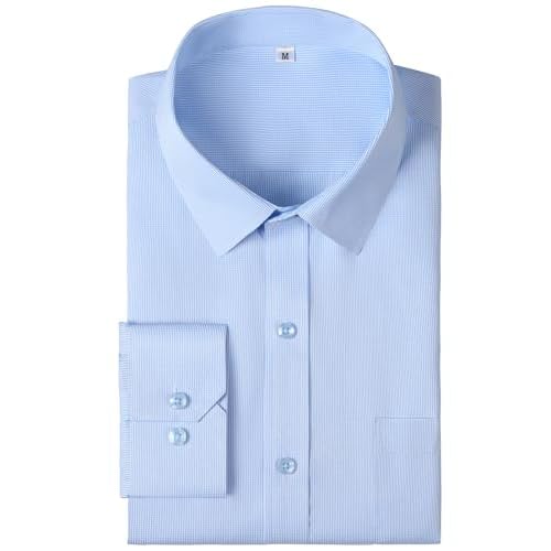 Men's Dress Shirts Long Sleeve Button Down Striped Shirt for Men Regular Fit Wrinkle Resistant Shirts 3X-Large Tall 00127_969_blue Pinstripe
