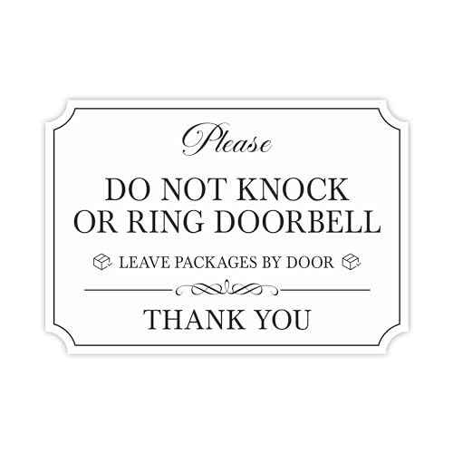 Do Not Knock or Ring Doorbell Sign Sticker Self-Adhesive Waterproof Do Not Knock Sign for Front Door No Soliciting Decals for Doorbell House Door Home Business