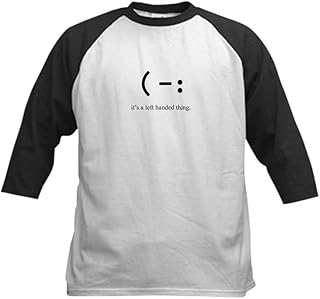 CafePress Left Handed Kids Baseball Jersey Kids Cotton Baseball Jersey, 3/4 Raglan Sleeve Shirt Black/White