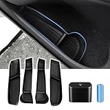 Canvcle Car Door Side Storage Box and Trash Can for 2020-2024 Tesla Model Y (Not for Juniper) Accessories Front Rear Door Insert Tray Organizer Slot Storage Protector with Trash Can 6PCS