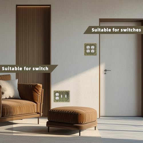 Metal Double Outlet Covers Wall Plate, Antique Brass Decorative Light Switch Plate 2 Gang Duplex Outlet Covers - Classic Retro Style, 3 Pack by BEYIMEN - Image 6