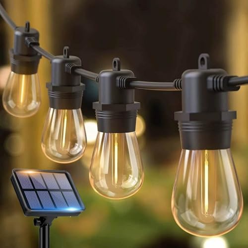 RENDIN Luces Solares para Exterior Jardin - 16m 16 Focos LED S14 Inastillables con USB Cargar, Impermeable IP65,...