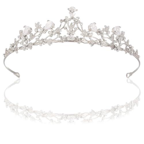 Hochzeit Braut Kristall Tiara, Hochzeit Braut Kristall Tiara, Mit Inlay Kristallblume Braut Hochzeit Diadem,Hochzeit Kopfbedeckung Zubehör,Krone Damen Tiara Prinzessin Krone