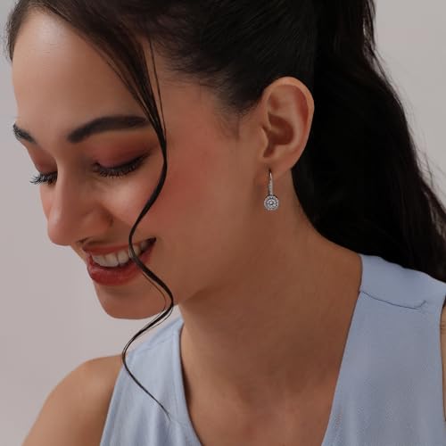 Image of TRUESILVER ACPL 925 Sterling Silver Cubic Zirconia Earrings for Women & Girls | BIS Hallmarked Drop Dangle Leverback Style | Elegant Jewelry Gift for Women