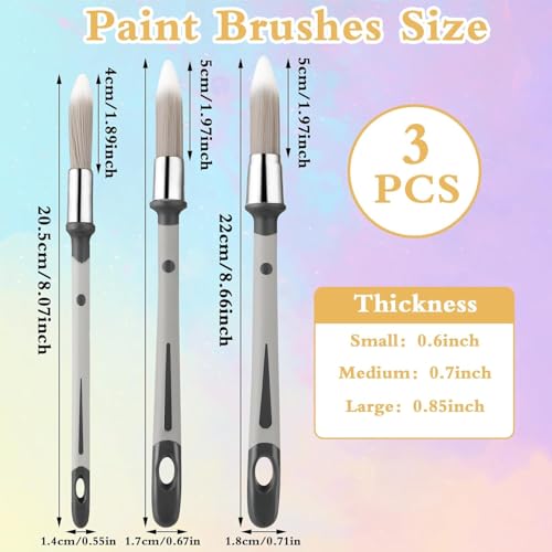Hsthe Sea 3 Stück Rund Lackierpinsel Spitz Fein Malerpinsel Fensterrahmen Rundpinsel Bogen Ringpinsel Zum Fenstern und Türen Profilen Hauswandkanten Präzise Arbeiten Pinsel