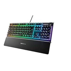 SteelSeries Apex 3 – Gaming Tastatur – 10-Zonen RGB-Beleuchtung – Premium magnetische Handballenauflage – Deutsches (QWERTZ) Layout