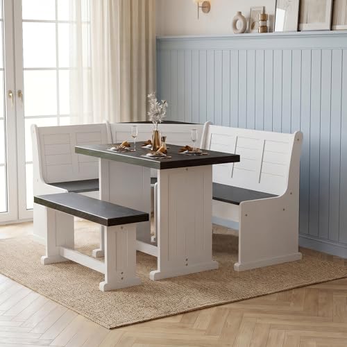 ENOR Corner Breakfast Nook Dining Set with Storage, L-Shape Kitchen