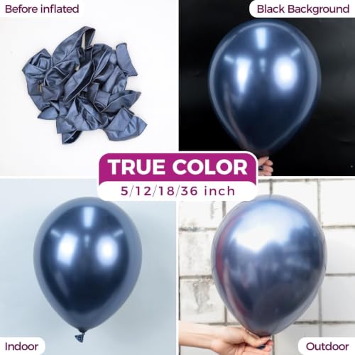 Image of Bezente Metallic Navy Blue Latex Party Balloons 30 Pack 18 inch Large