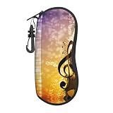 Torre Eiffel ultraligera y práctica bolsa de gafas de carcasa suave (diseño vertical) - Protege tus gafas, Piano Violín Notas Musicales, Talla única