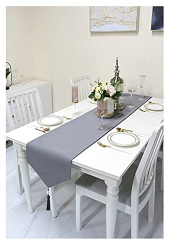Chemin de table de Noël en coton gris lavable pour table protégée - 5
