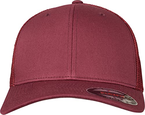 Image of Flexfit Trucker Mesh Fitted Cap | 6-Panel, Mid-Profile, Stretchable Mesh Backing, Flexfit Sweatband, Curved Visor, Silver Undervisor