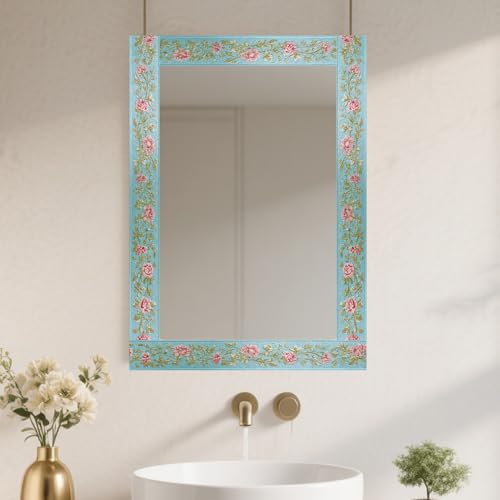 Image of Nuxovilar Light Blue Embossed Floral Border PVC 3.94x16.4'