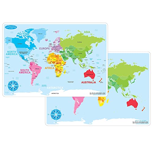 Tapis Smart Poly world basic map pour apprendre la géographie sans déchirer la carte