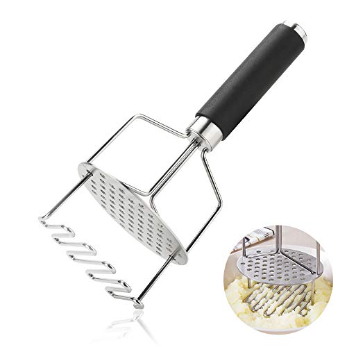 yidenguk Kartoffelstampfer mit doppeltem Druck, robuster Edelstahl, Kartoffelpresse mit rutschfestem Griff, zum Zerkleinern von Babynahrung, Gemüse, Obst, Küche Backen Cover