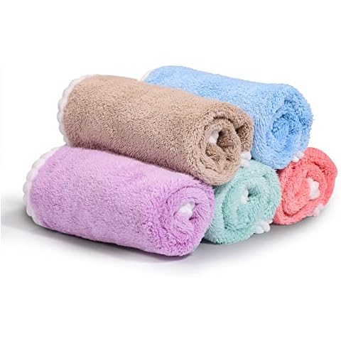Lanjue 5 Pack Soft Coral Fleece Face Cloths Cover