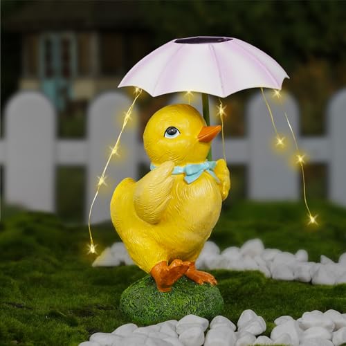Mininova Outdoor Decor Garden Statue Cute Duck Holding Umbrella Figurine With Solar Light Waterproof Sculpture Gift For Patio Lawn Yard Porch thumb #4