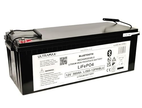 UltraMax 12v 560Ah Prismatic Lithium Iron Phosphate, LiFePO4 Battery with Bluetooth Energy Monitor