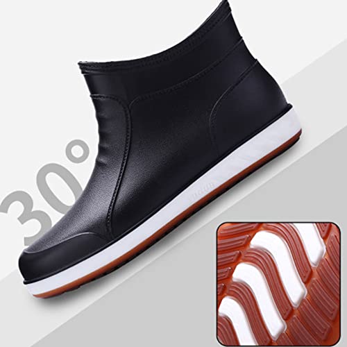 QIANGG Mens korte rubberen regenlaarzen, mode outdoor waterdichte enkel vissen laarzen, zwart/blauw/bruin, zwart (US) 9.5 (UK) 8.5 (EU) 44 (JP) 27 - Image 5