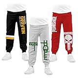 KYDA KIDS Trainingshose für Jungen, 100 % Baumwolle, bedruckt, mehrfarbig, 3 Stück, Mehrfarbig, 5-6 Y