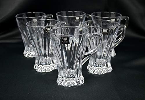 Czech Crystal Glass Coffee Tea set of 6 cups, Clear Crystal Glass 5oz /150 ml, Modern Cups, Bohemia, Home decor,