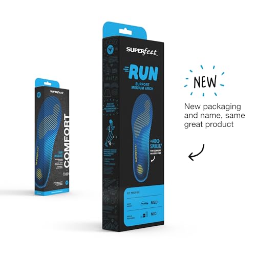 Image of Superfeet Run Support Medium Arch Insoles for Runners with Medium Arch Support & EVOLyte Carbon Fiber - 5.5-7 Men / 6.5-8 Women