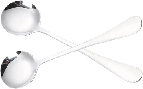 Cucharas de sopa de acero inoxidable, cucharas de sopa ruidosas de metal coreano para postres, café, 6.7 pulgadas, juego de 2