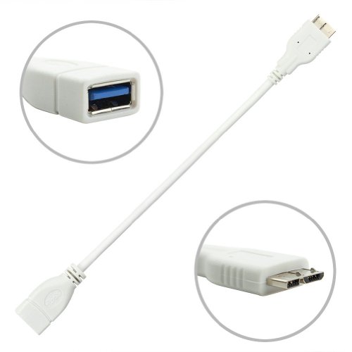 aLLreLi Micro USB 3.0 OTG Cable for Samsung Galaxy S5 / Note 3, Nokia Lumia 2520 Tablet, Samsung Galaxy Note Pro 12.2 / Tab Pro 12.2 - On The Go Micro 3.0 to Female USB 3.0 SuperSpeed Adapter Cable(White)