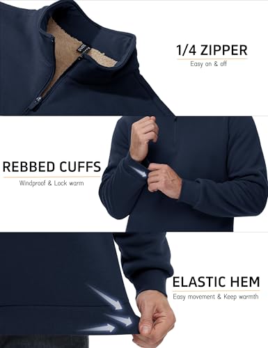 Image of MAGCOMSEN Men's Sherpa Lined Quarter Zip Fleece Heavyweight Pullover Winter Warm Sweatshirts