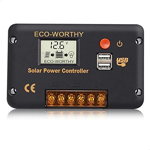 ECO-WORTHY 30A 12V/24V Solar Charge Controller Intelligent Regulator with Dual USB Port Solar Battery Controller LCD Display